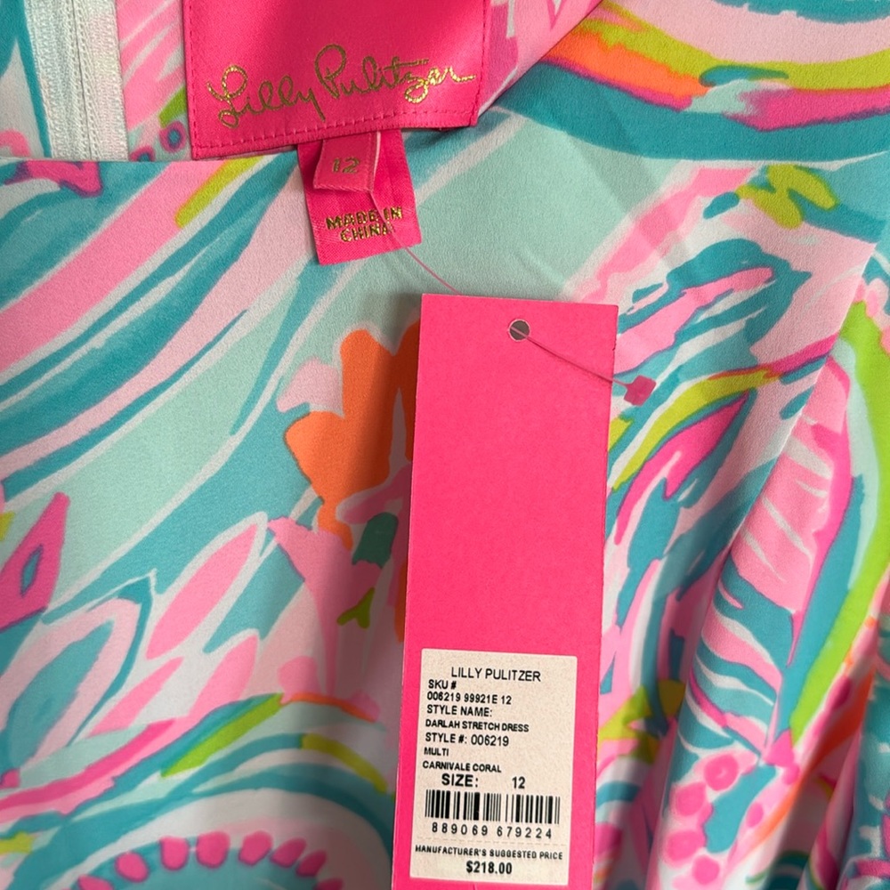 Lilly Pulitzer Darlah Stretch Dress Coral Carnivale Size 12 NWT